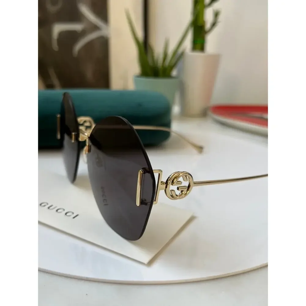 NEW Gucci GG1203S Dark Grey Rimless Sunglasses - Picture 3 of 9